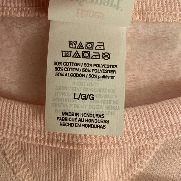 NWT Hanes EcoSmart Crewneck Sweatshirt Large - Pale Pink - Picture 6 of 6
